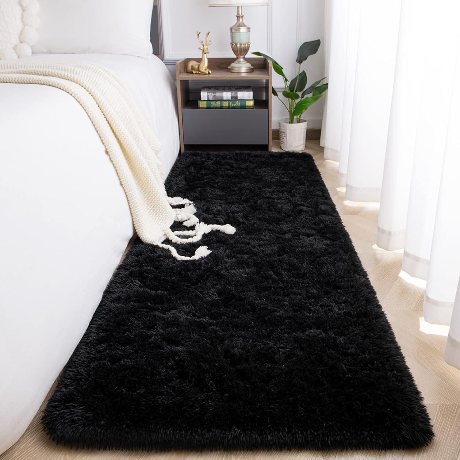 Beige Super Soft Shaggy Rug 2x6' - Fluffy Plush Carpet for Bedroom, Living Room, Nursery Decor