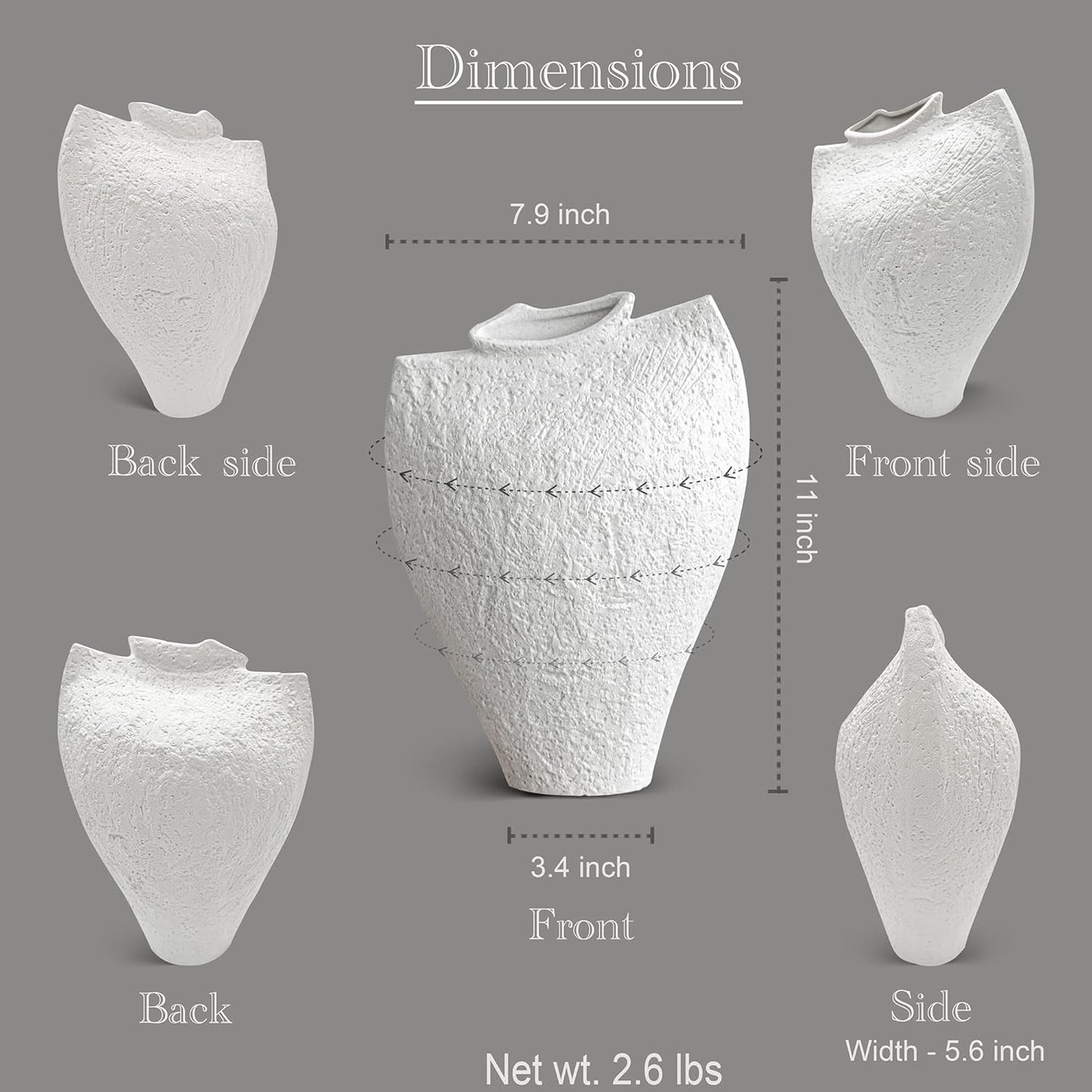 White Ceramic Vase – Handcrafted Modern Art Vase for Minimalistic Home Decor