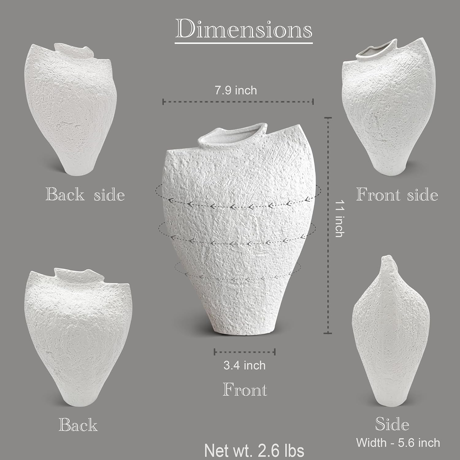 White Ceramic Vase – Handcrafted Modern Art Vase for Minimalistic Home Decor