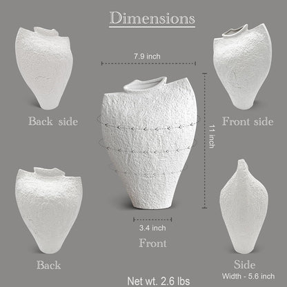 White Ceramic Vase – Handcrafted Modern Art Vase for Minimalistic Home Decor