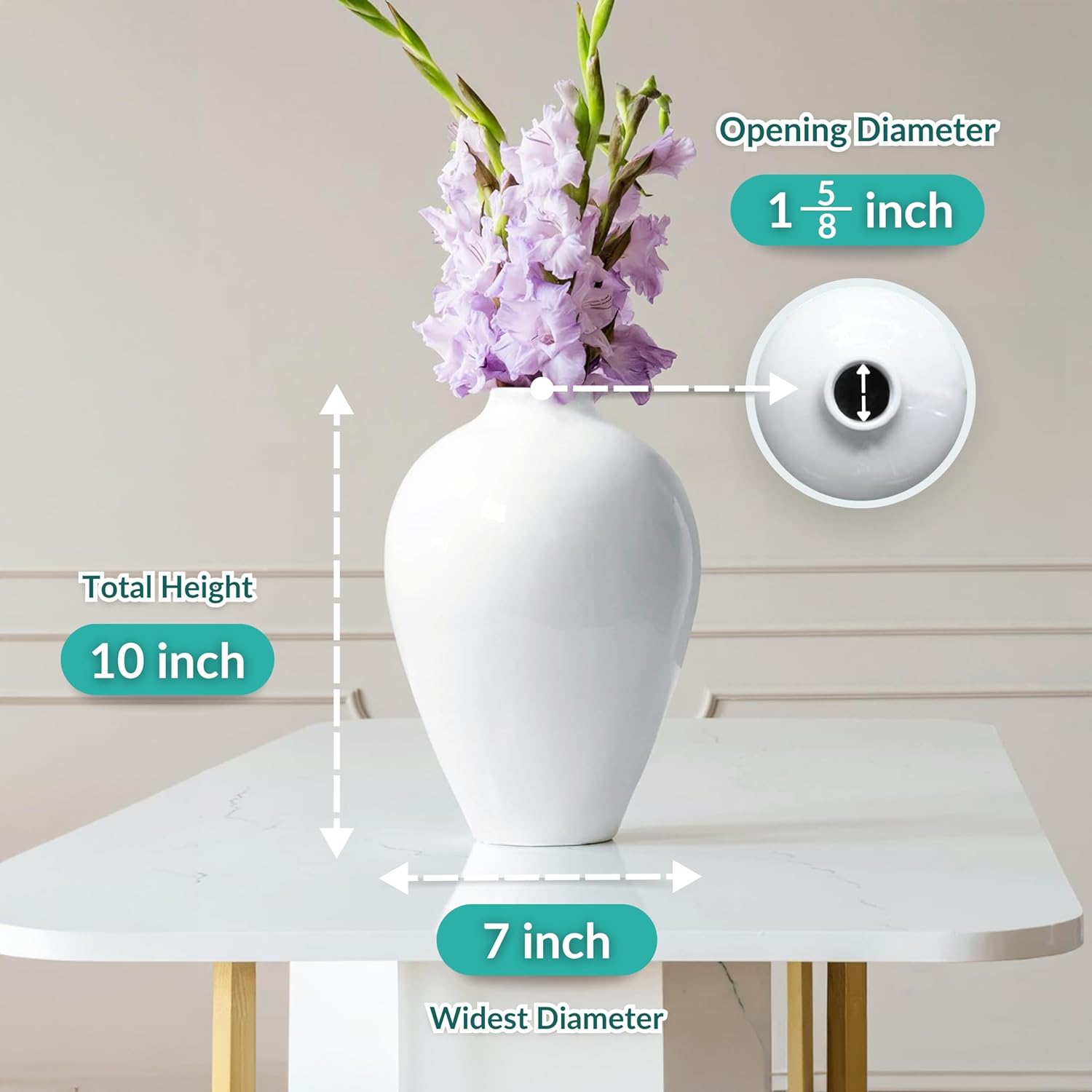 Elegant Modern Porcelain Vase – Glossy Ceramic Vase for Flowers & Home Decor