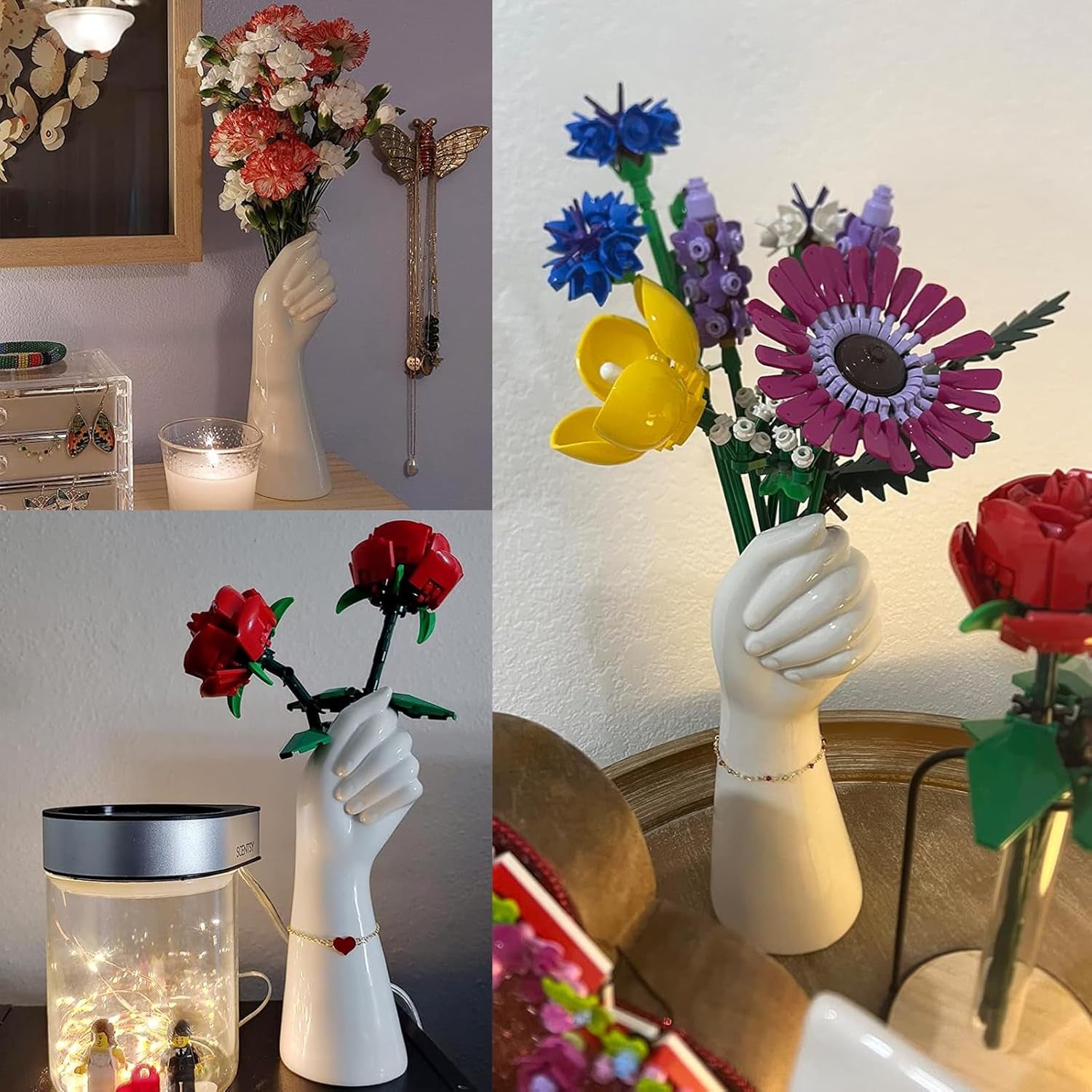 Modern White Ceramic Flower Vases Home Decor Cool Cute Unique  Small Hand Vase for Flowers Table Centrepiece Decorative