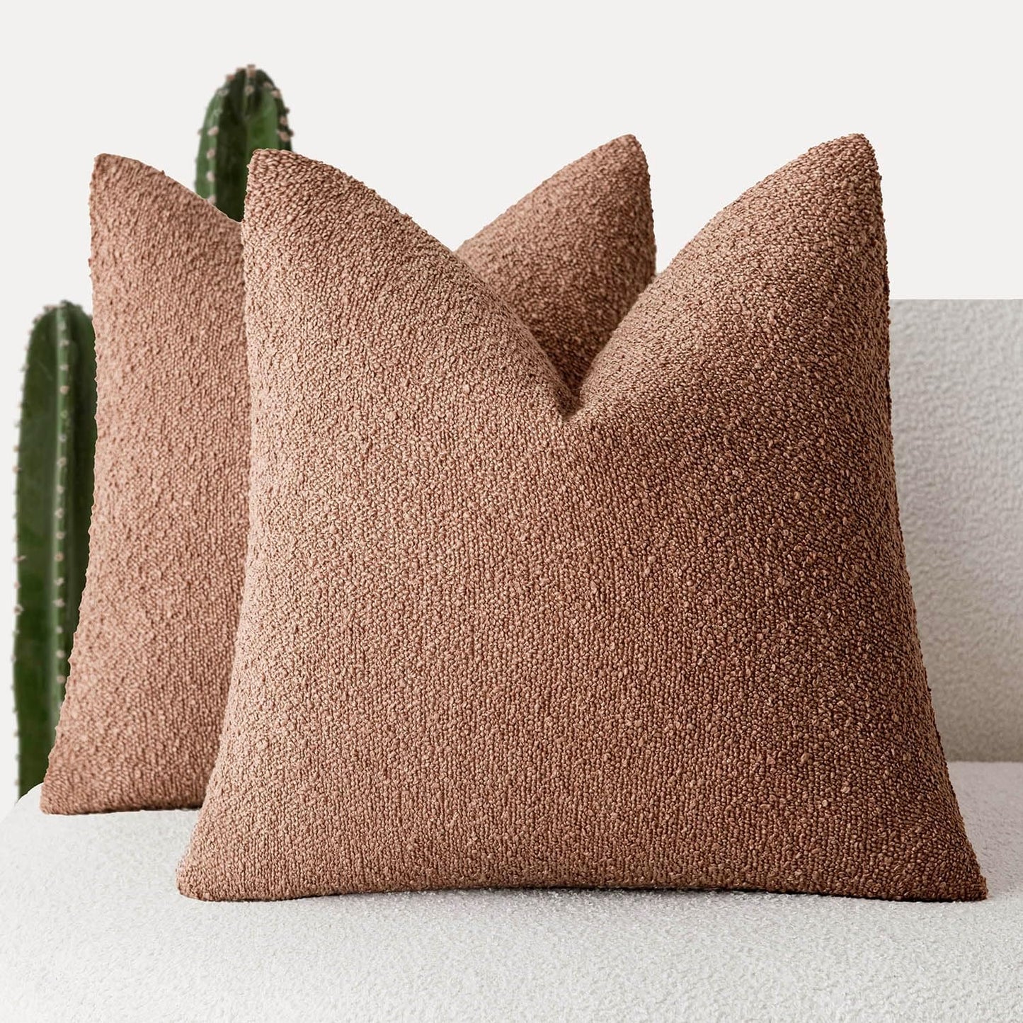 Boucle Throw Pillow Covers – Cozy Textured Decorative Cushion Cases (Set of 2)