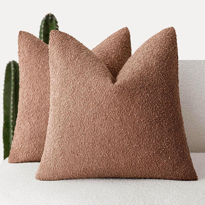 Boucle Throw Pillow Covers – Cozy Textured Decorative Cushion Cases (Set of 2)