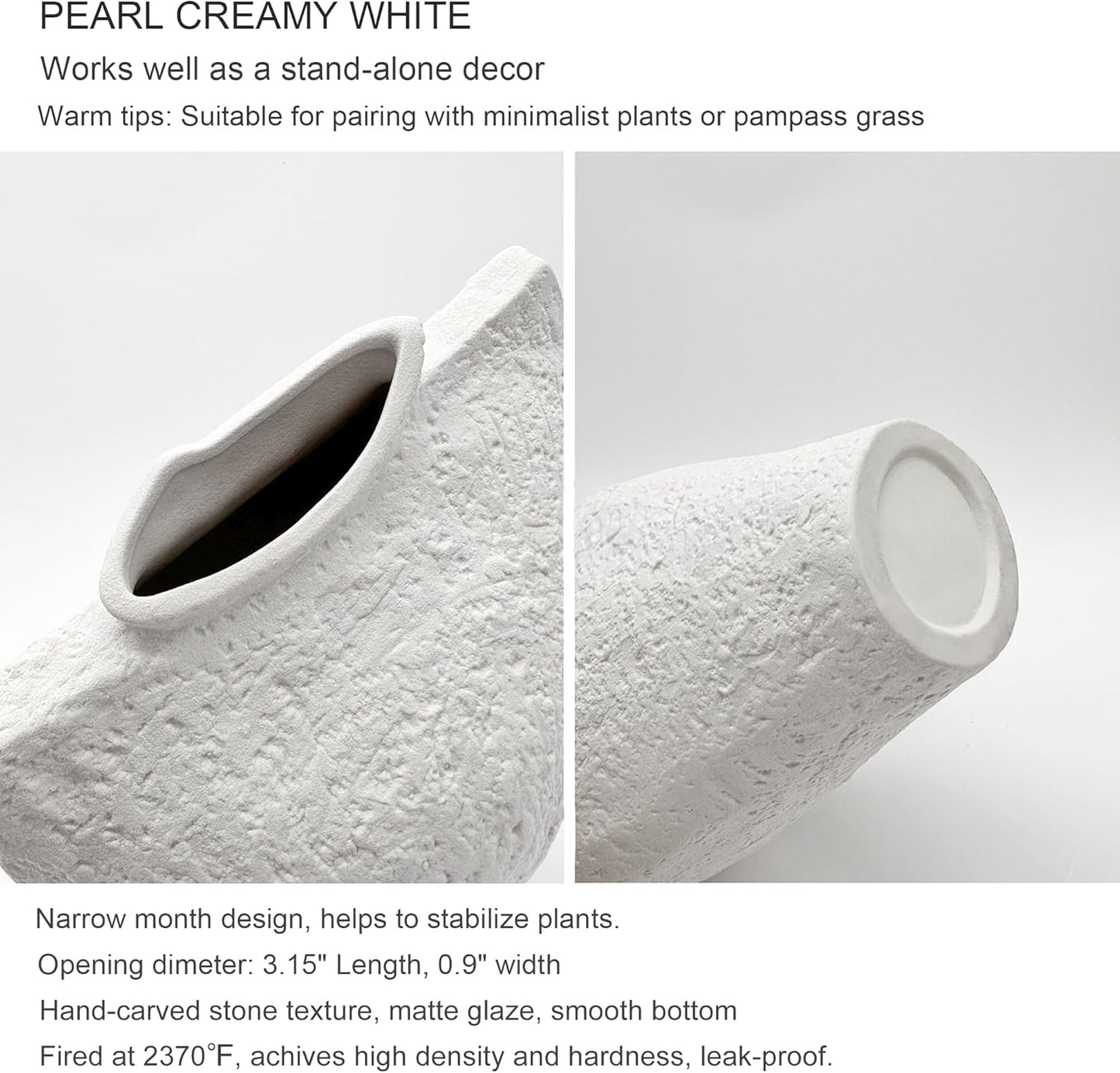 White Ceramic Vase – Handcrafted Modern Art Vase for Minimalistic Home Decor