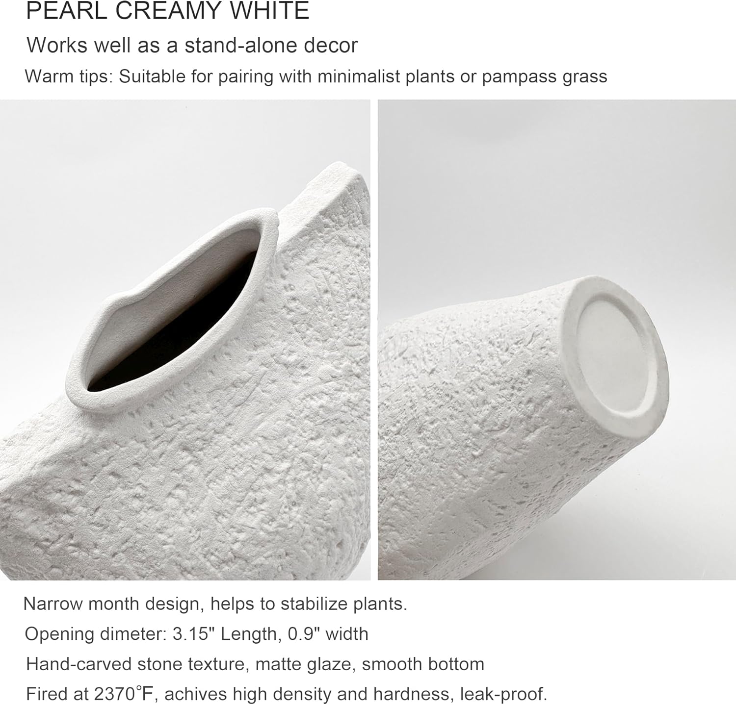 White Ceramic Vase – Handcrafted Modern Art Vase for Minimalistic Home Decor