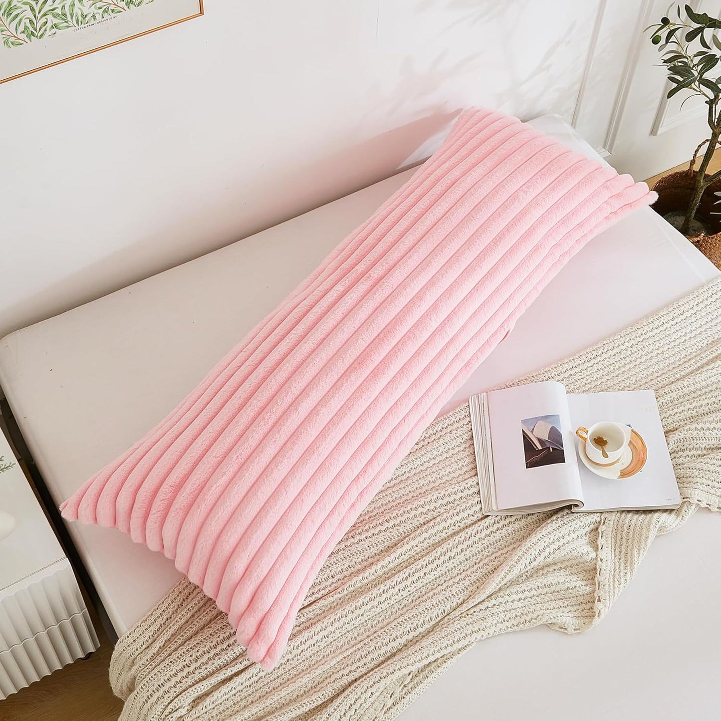 Luxurious Full Body Pillow with Fluffy Faux Fur Cover – Perfect for Side Sleepers & Pregnancy