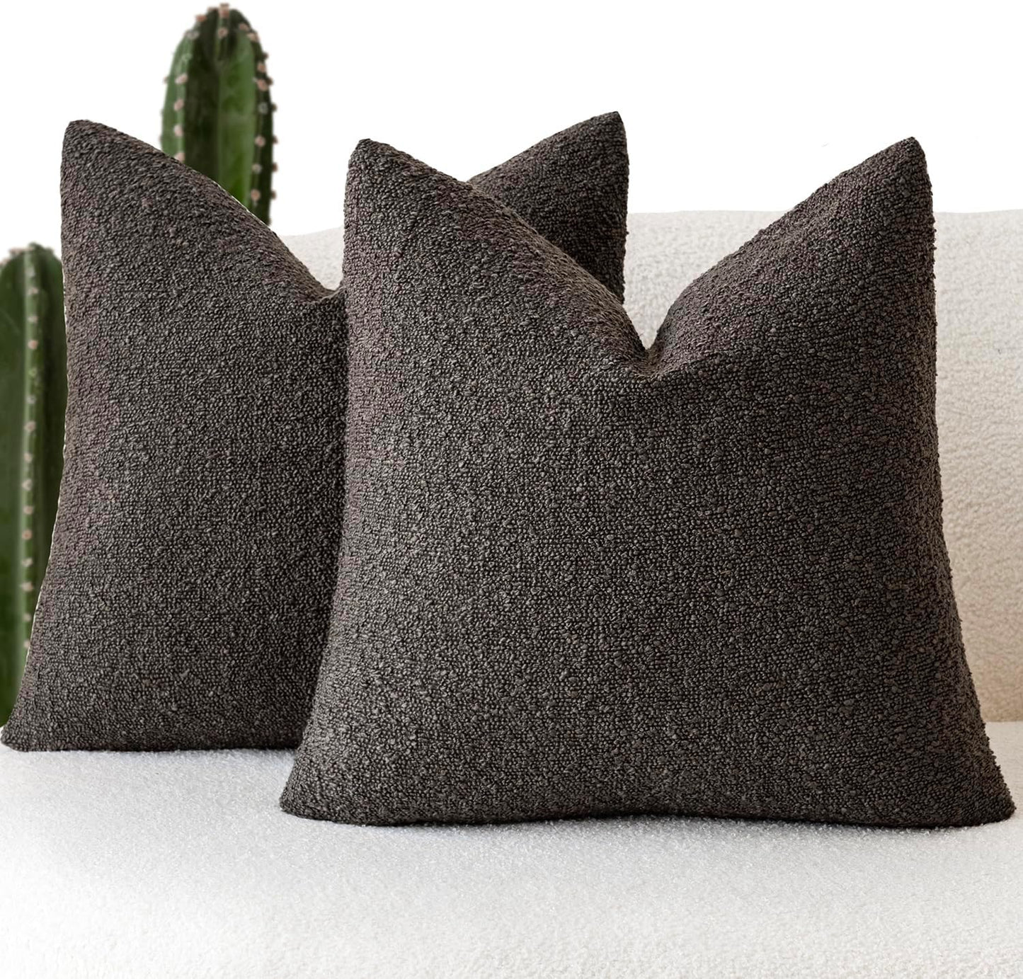 Boucle Throw Pillow Covers – Cozy Textured Decorative Cushion Cases (Set of 2)