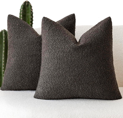 Boucle Throw Pillow Covers – Cozy Textured Decorative Cushion Cases (Set of 2)
