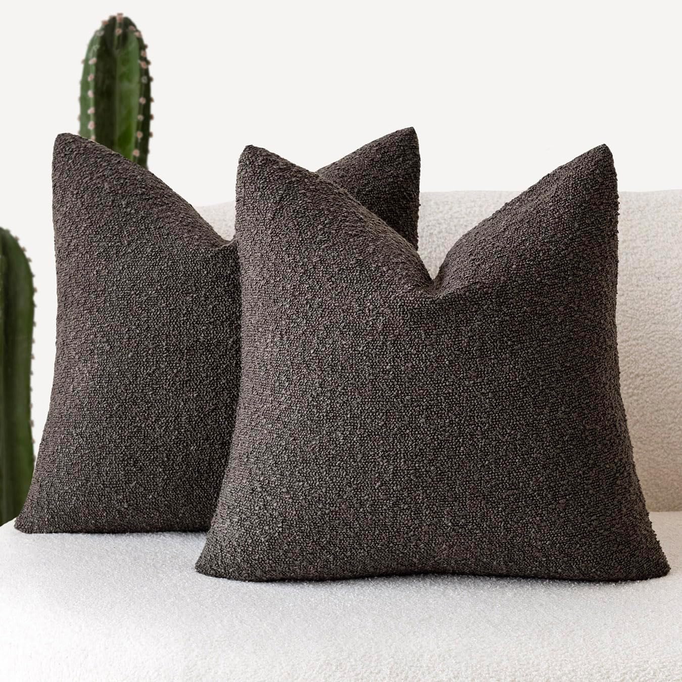 Boucle Throw Pillow Covers – Cozy Textured Decorative Cushion Cases (Set of 2)