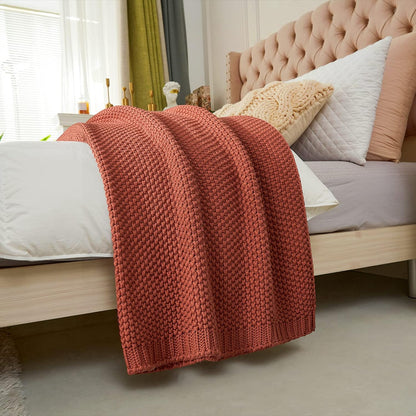 Organic Cotton Chunky Knit Throw Blanket – Soft, Cozy & Lightweight (51” x 63”)