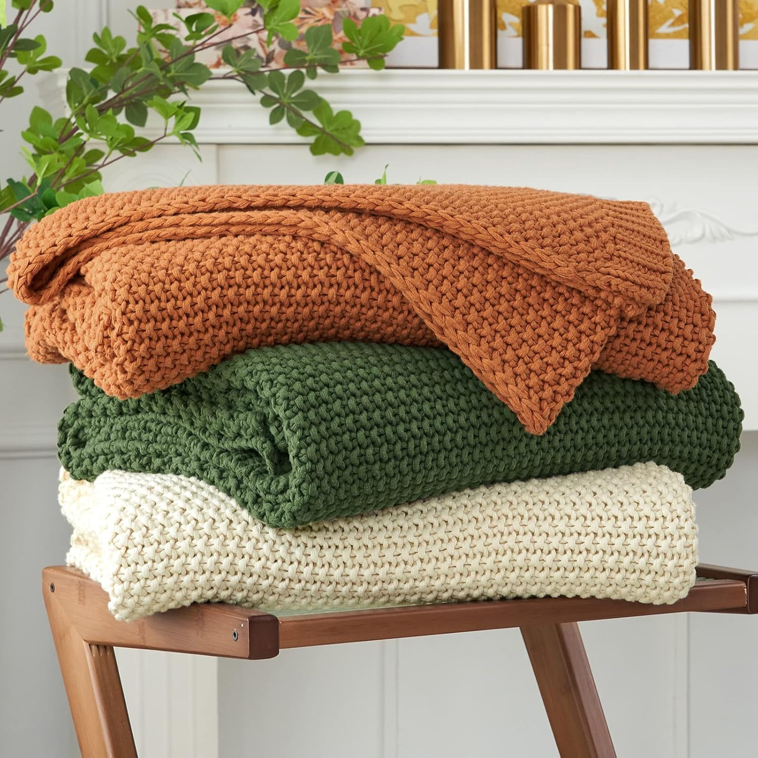 Organic Cotton Chunky Knit Throw Blanket – Soft, Cozy & Lightweight (51” x 63”)