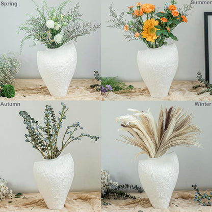 White Ceramic Vase – Handcrafted Modern Art Vase for Minimalistic Home Decor