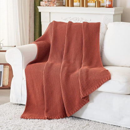 Organic Cotton Chunky Knit Throw Blanket – Soft, Cozy & Lightweight (51” x 63”)
