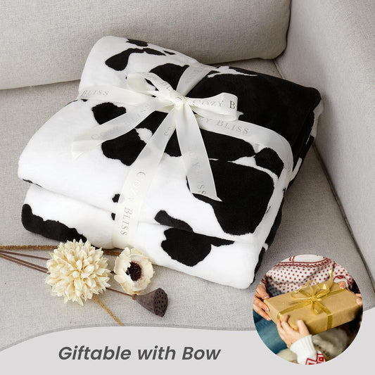 Ultra-Soft MilkyPlush™ Cow Print Blanket – Cozy, Non-Shedding Fleece Throw