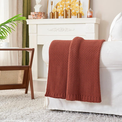 Organic Cotton Chunky Knit Throw Blanket – Soft, Cozy & Lightweight (51” x 63”)