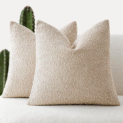 Boucle Throw Pillow Covers – Cozy Textured Decorative Cushion Cases (Set of 2)