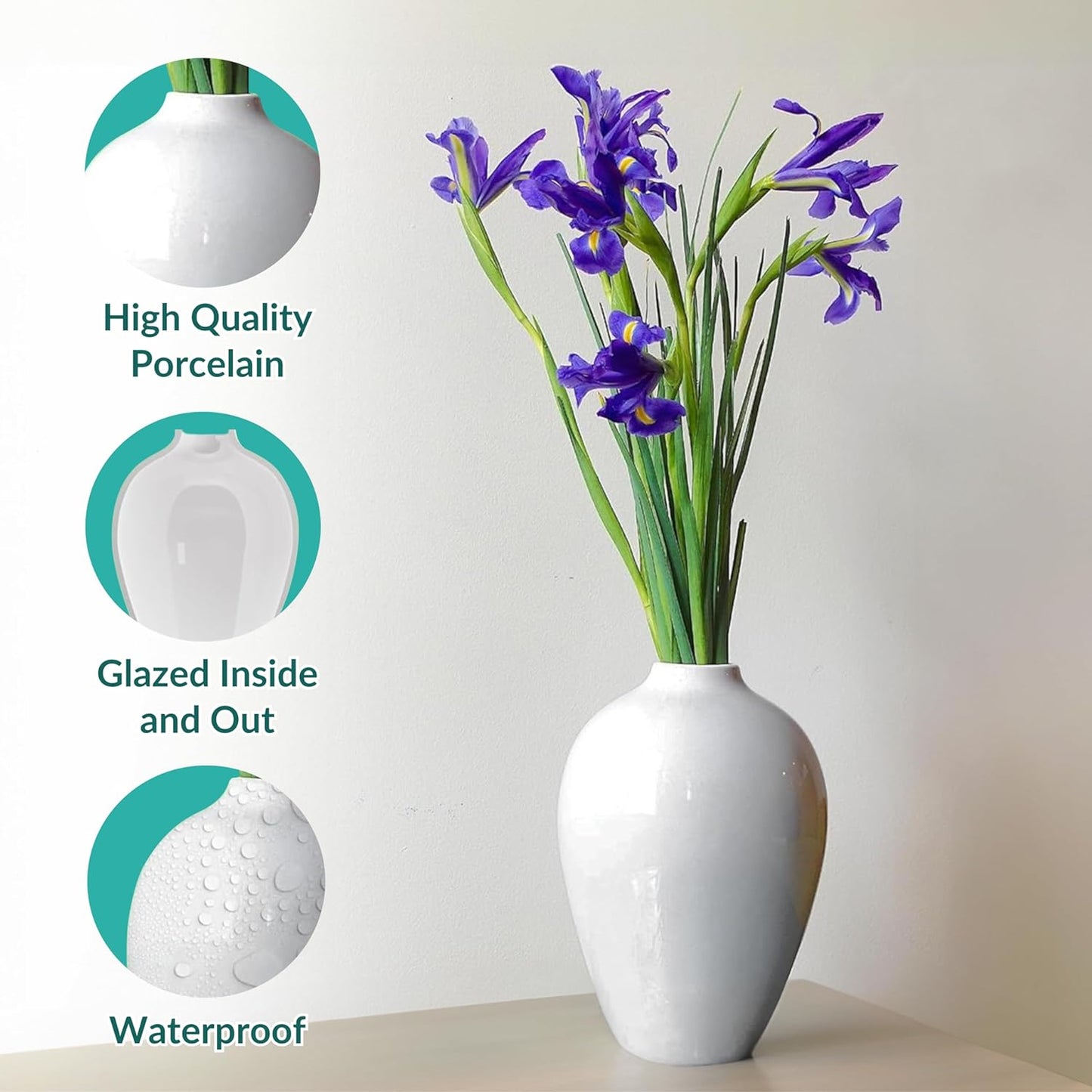 Elegant Modern Porcelain Vase – Glossy Ceramic Vase for Flowers & Home Decor