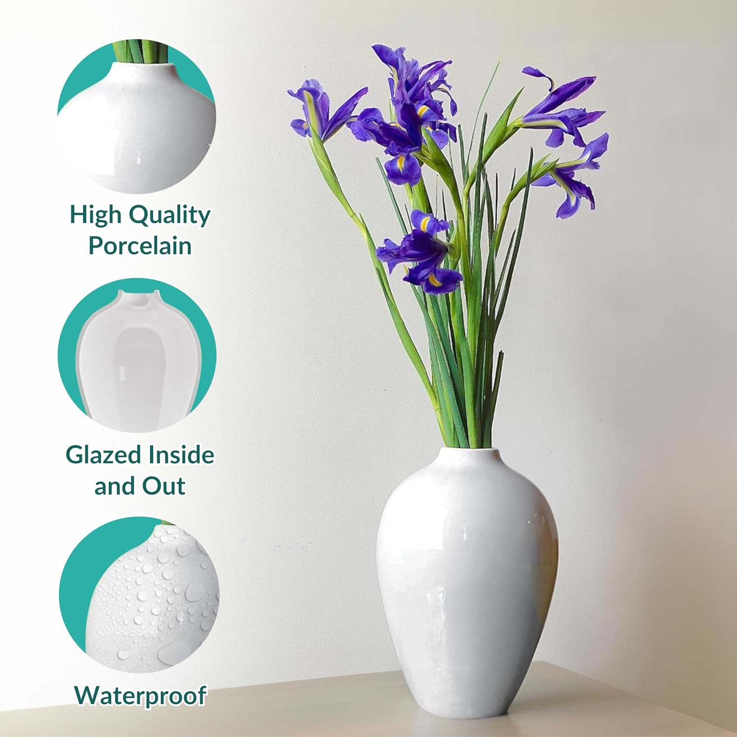 Elegant Modern Porcelain Vase – Glossy Ceramic Vase for Flowers & Home Decor