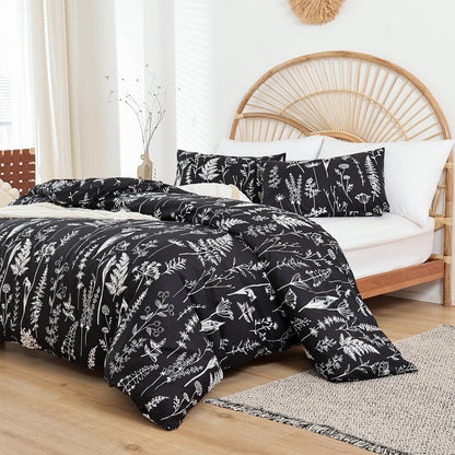Floral Queen Comforter Bedding Set 3 Pieces in Oatmeal (1 Comforter 90"X90") (2 Pillow Cases 20"X26"), 