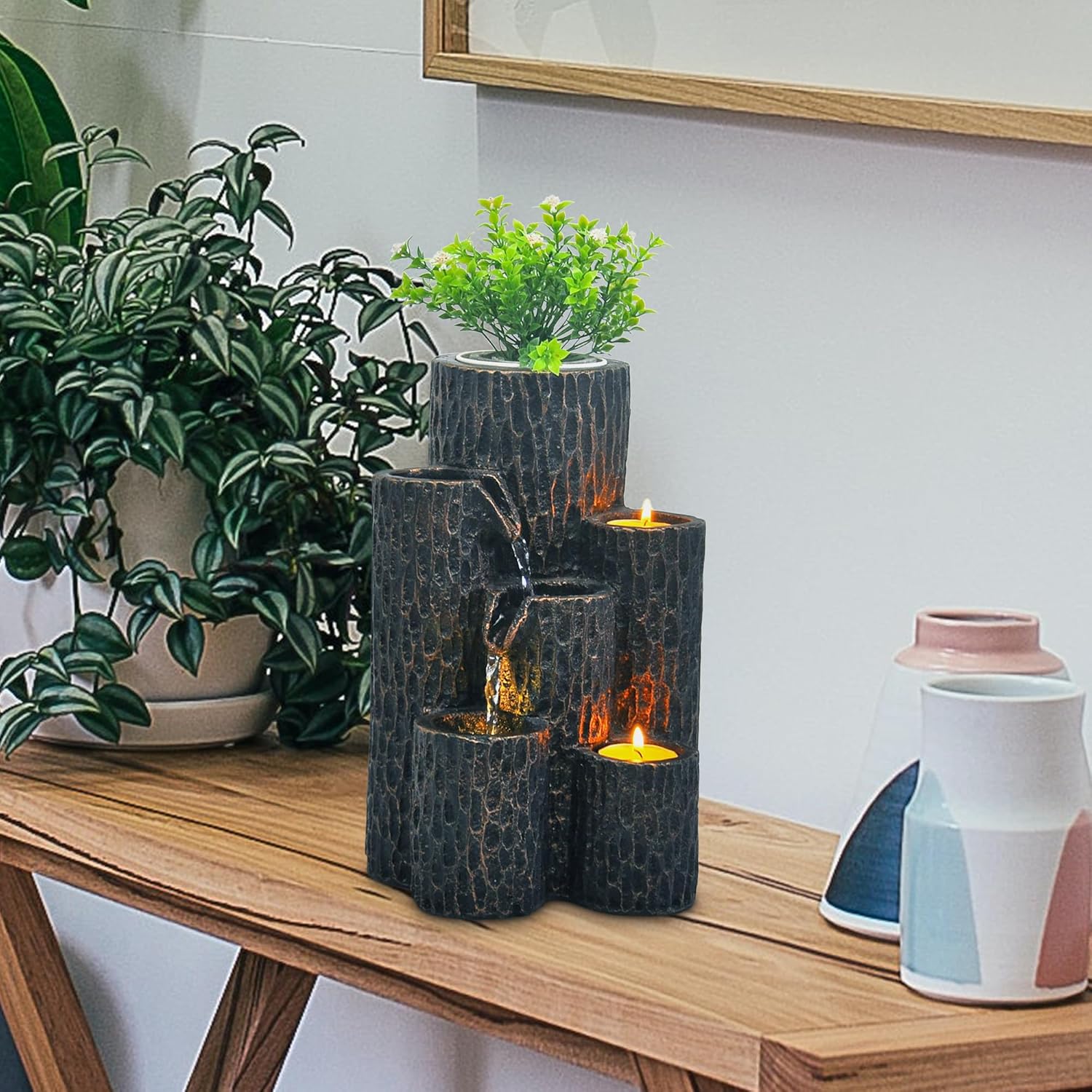 3-Tier Indoor Tabletop Water Fountain – Relaxing Mini Waterfall