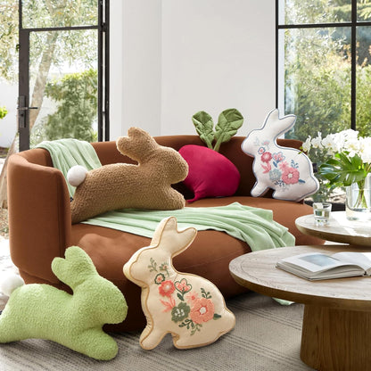 Bunny Shaped Throw Pillow – Plush Sherpa Rabbit Cushion for Couch, Bed & Living Room Decor