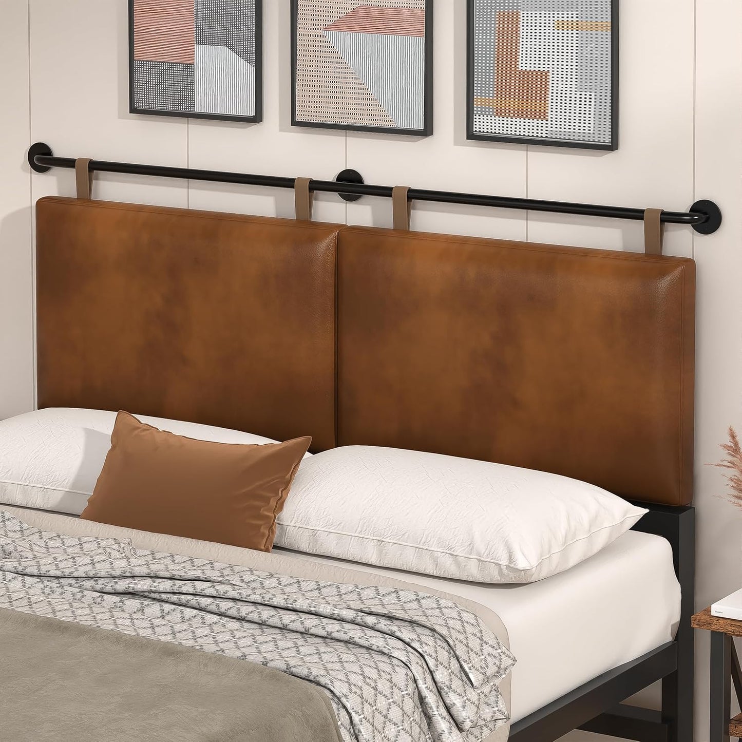 Modern Adjustable Queen Headboard – Wall-Mount Upholstery with Button Tufting