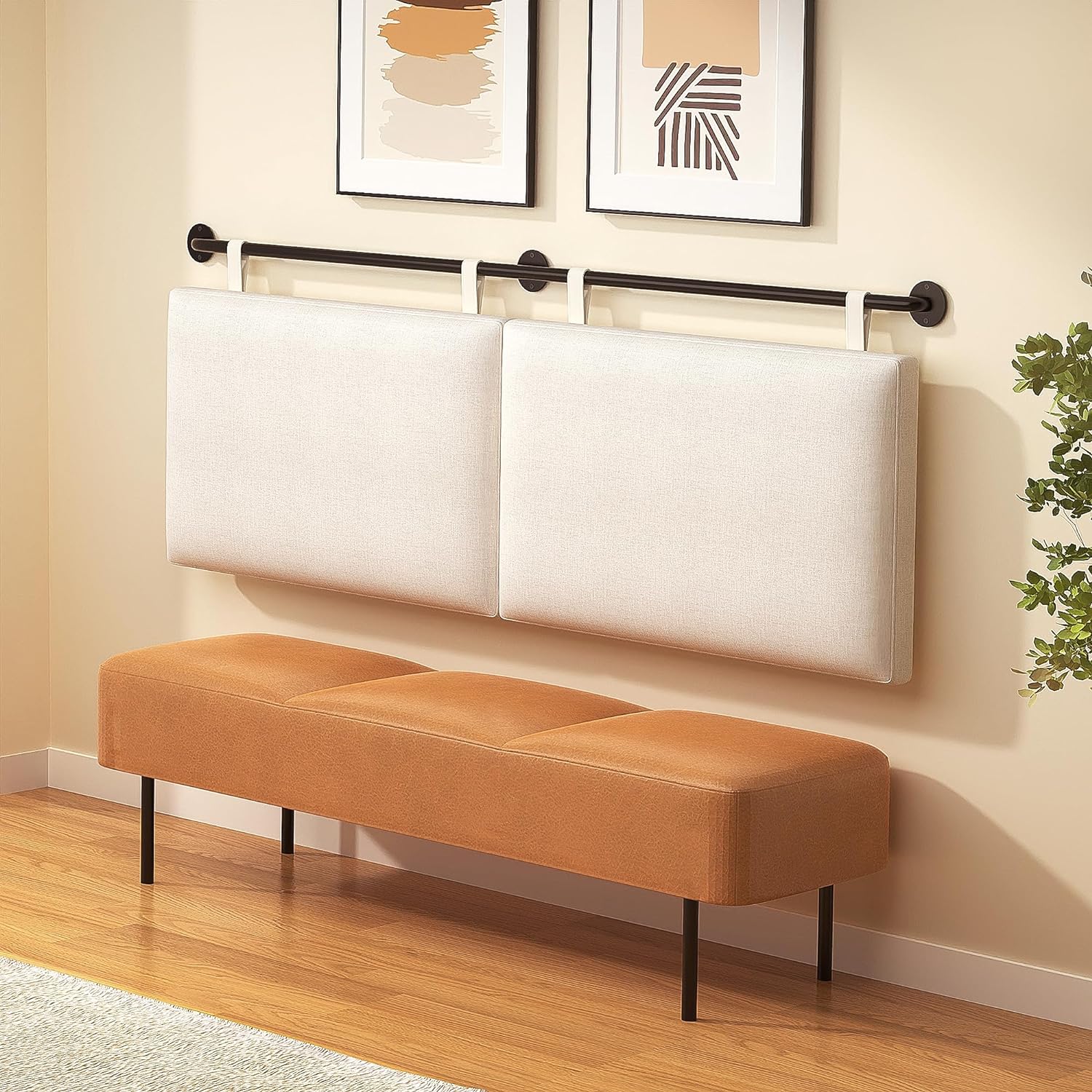 Modern Adjustable Queen Headboard – Wall-Mount Upholstery with Button Tufting