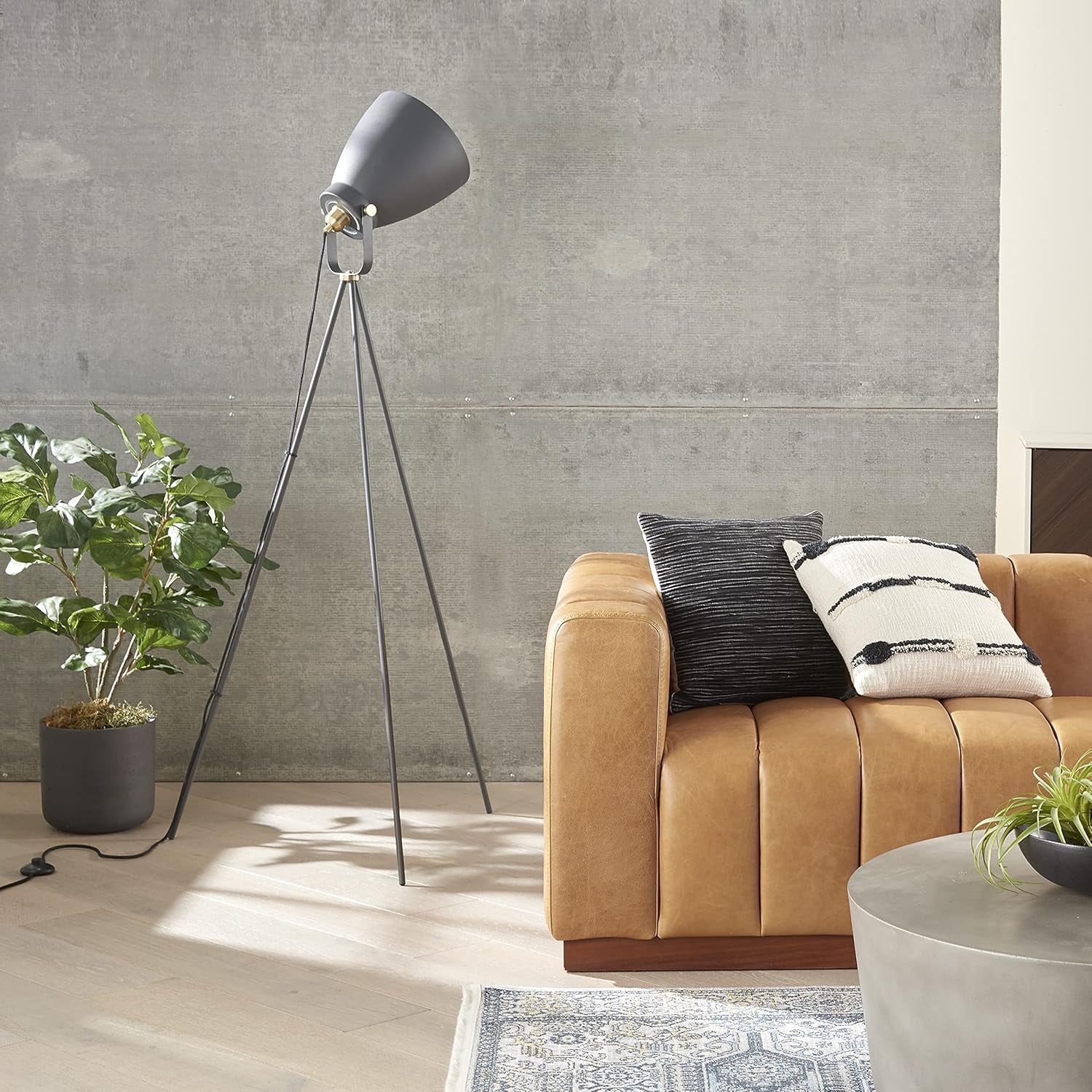 57" Spotlight Floor Lamp, Modern, Industrial, Transitional for Bedroom, Living Room, Office, Black