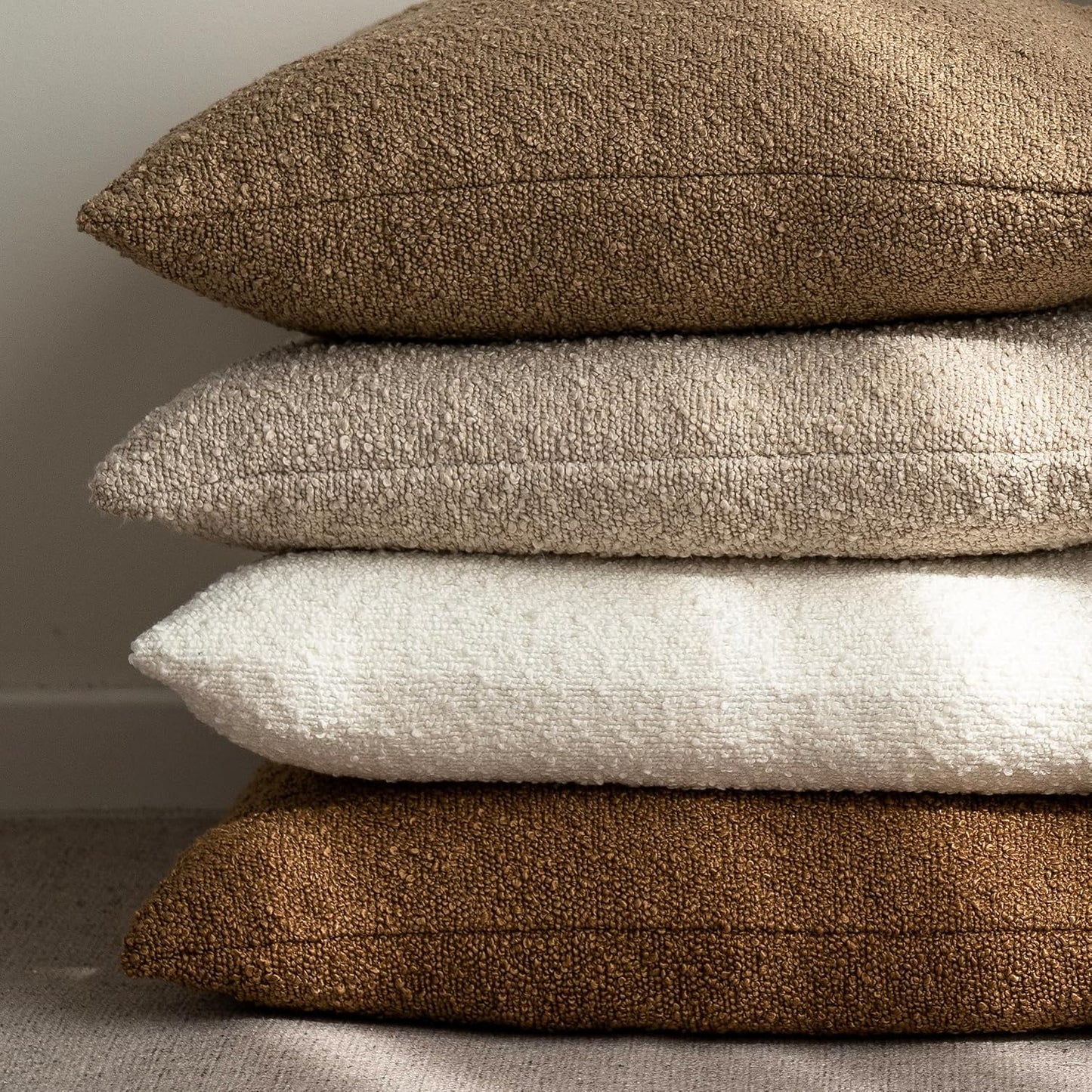 Boucle Throw Pillow Covers – Cozy Textured Decorative Cushion Cases (Set of 2)