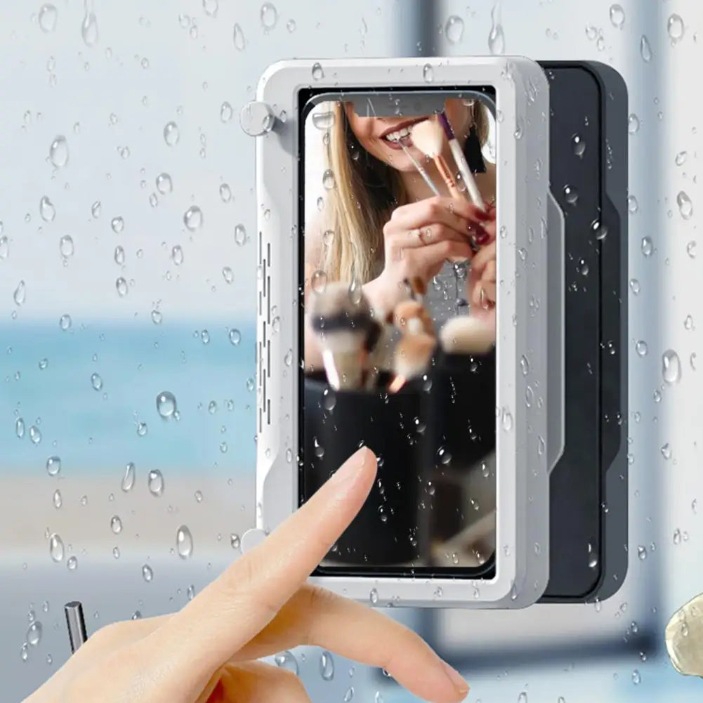 Waterproof Wall-Mounted Bathroom Phone Holder - Touch Screen, White Mobile Phone Case