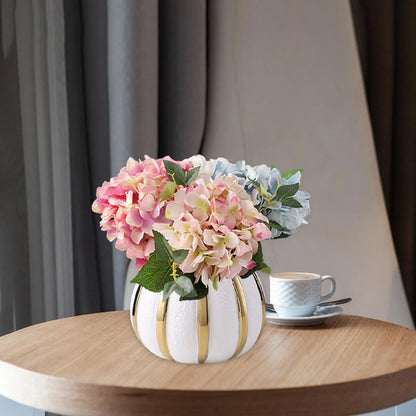 Light Luxury White and Gold Ceramic Vase – Elegant Tabletop Decor for Weddings and Living Spaces