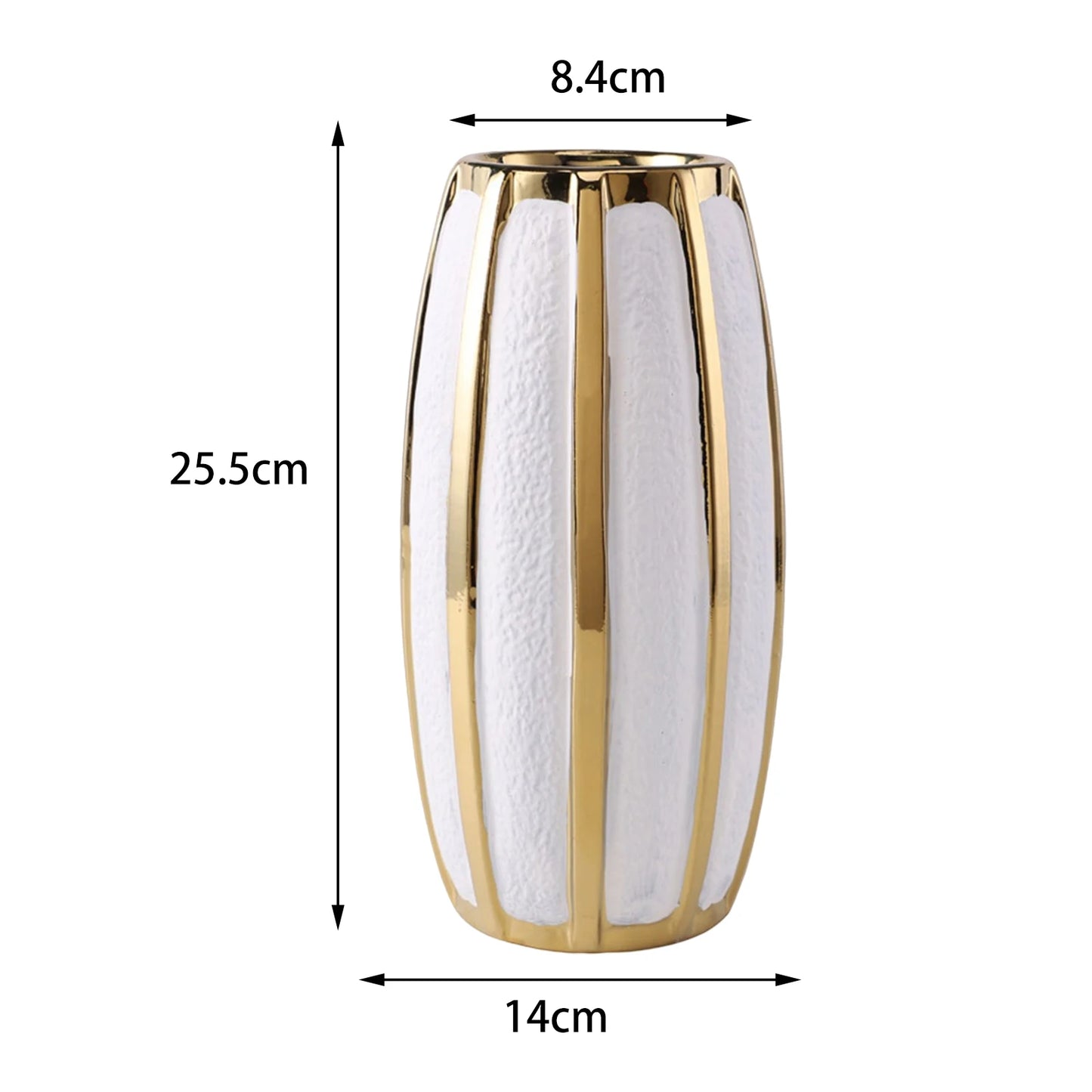 Light Luxury White and Gold Ceramic Vase – Elegant Tabletop Decor for Weddings and Living Spaces