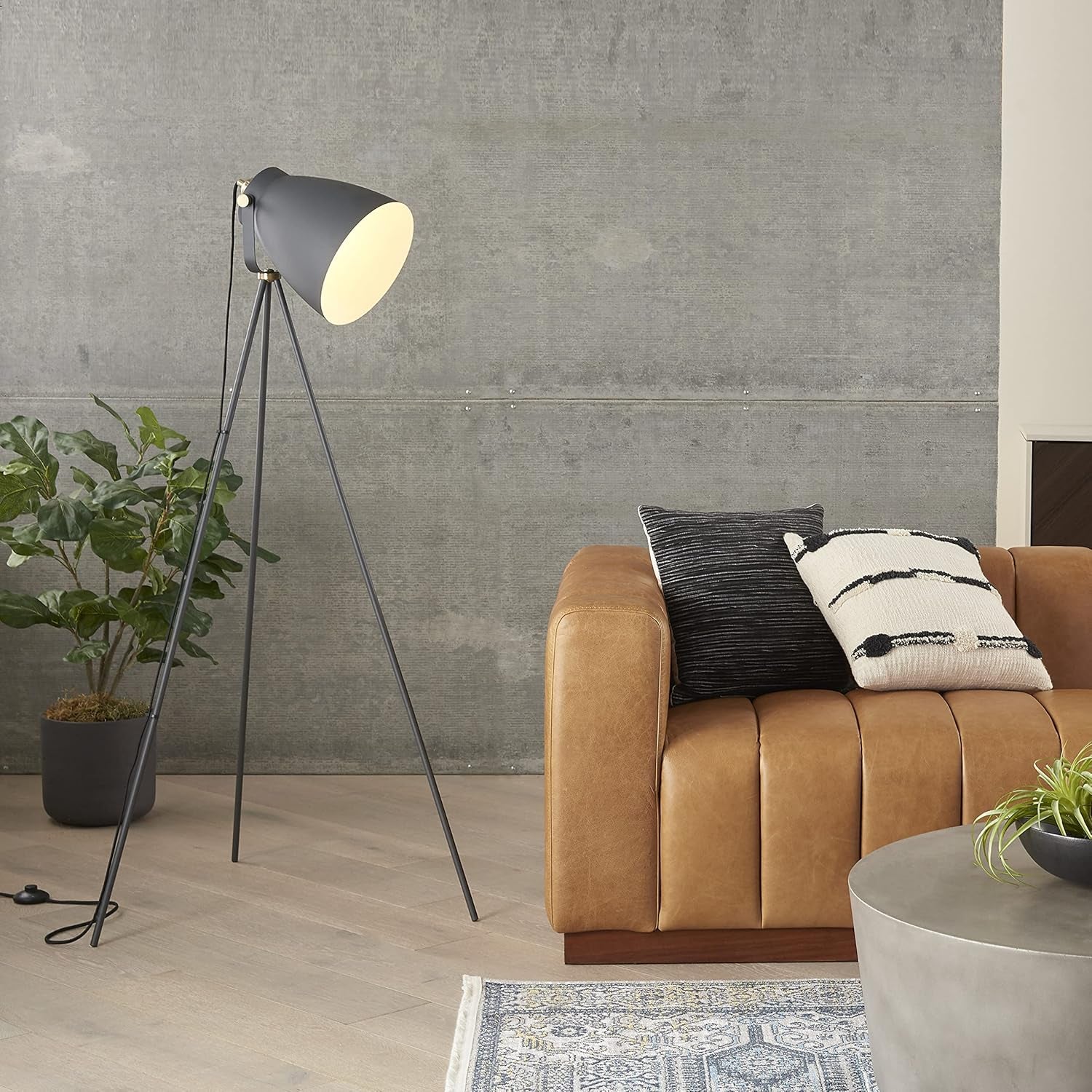 57" Spotlight Floor Lamp, Modern, Industrial, Transitional for Bedroom, Living Room, Office, Black