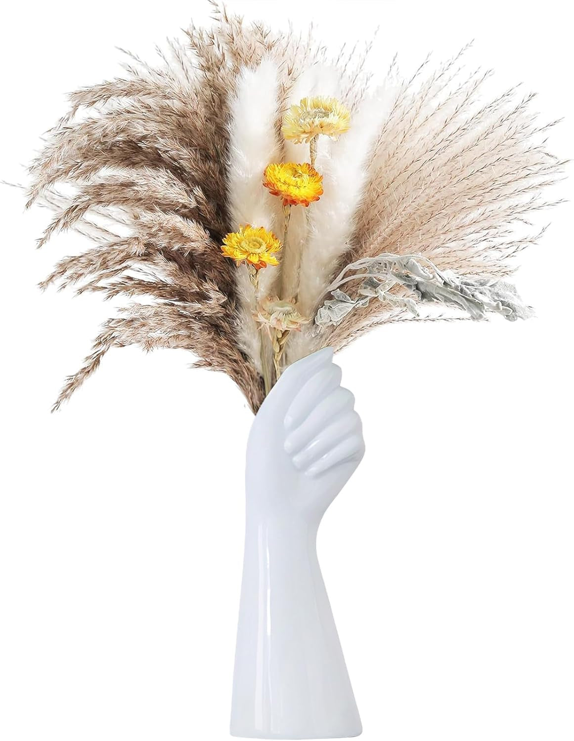 Modern White Ceramic Flower Vases Home Decor Cool Cute Unique  Small Hand Vase for Flowers Table Centrepiece Decorative
