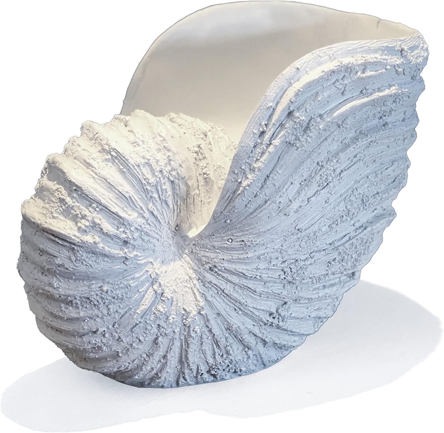 Nautilus Shell Sculpture – Rustic White Coastal Resin Decor