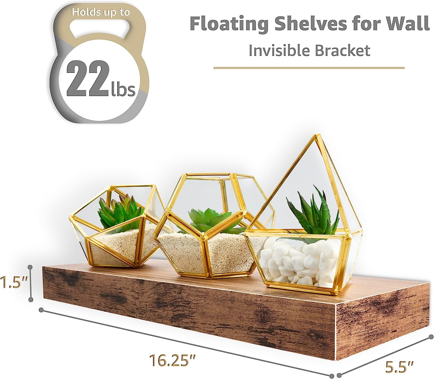 Floating Shelves for Wall Home Décor Living Room (Mahogany, 3 Pack)