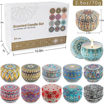 24 Pack Candles, Cinnamon Apple Scented, 2.5Oz Scented Candles with Essential Oils, 480H Long Lasting Aromatherapy Candle Gift Set Soy Candles for Christmas, Anniversary, Thanksgiving